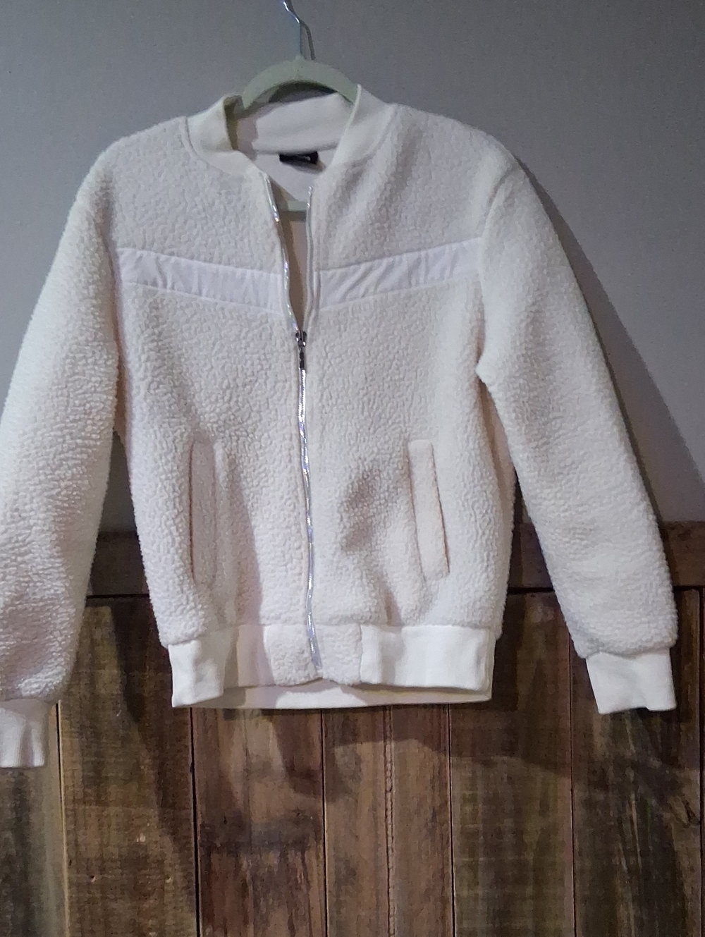 ZYIA Vintage Cream Teddy Jacket - Soft Sherpa Bomber